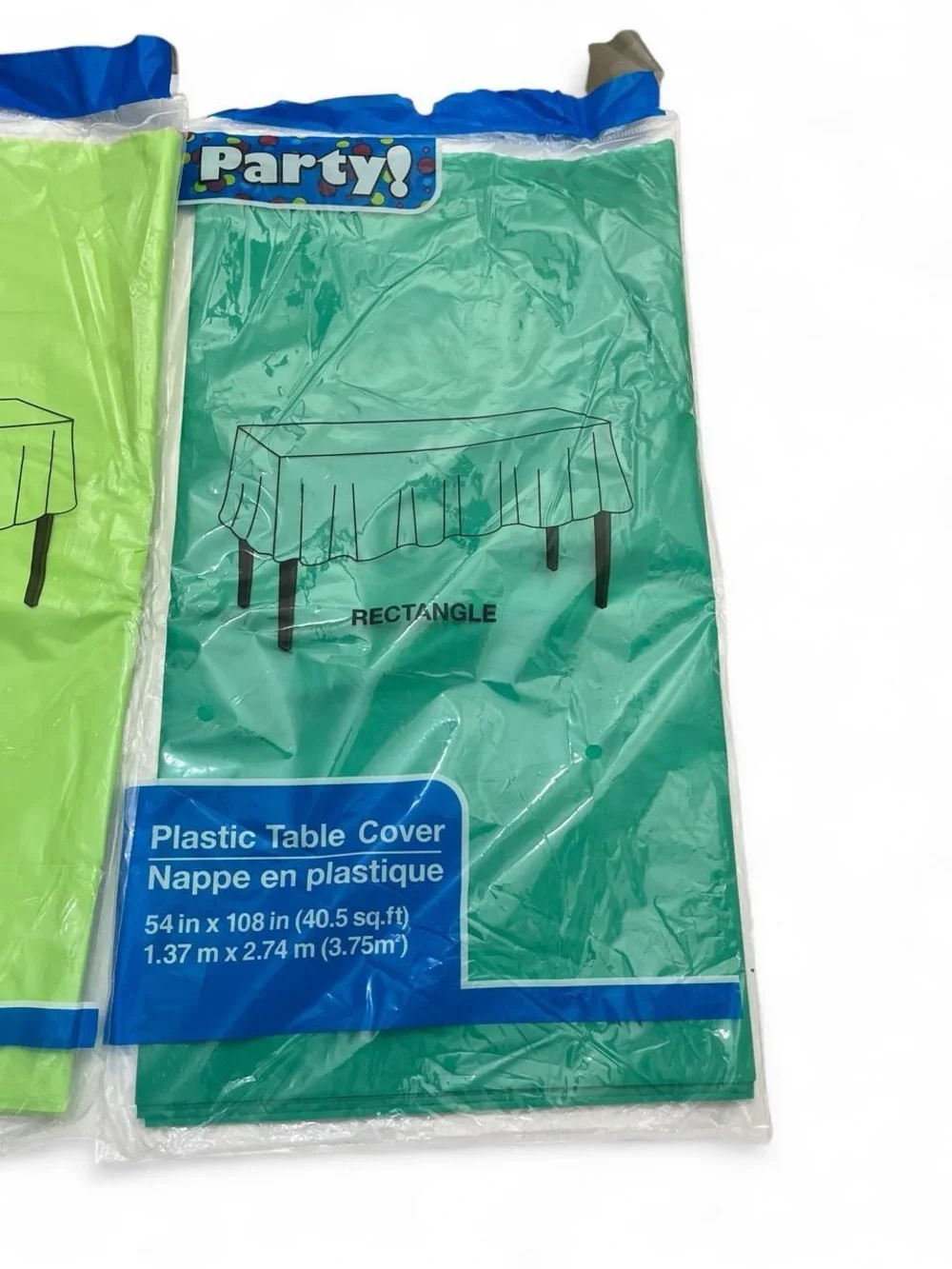 Set of 2 Green Rectangular Plastic Table Covers Brand New Party Supplies